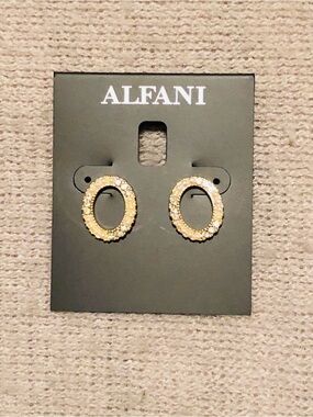 Alfani Gold Crystal Oval Hoop Stud Earrings